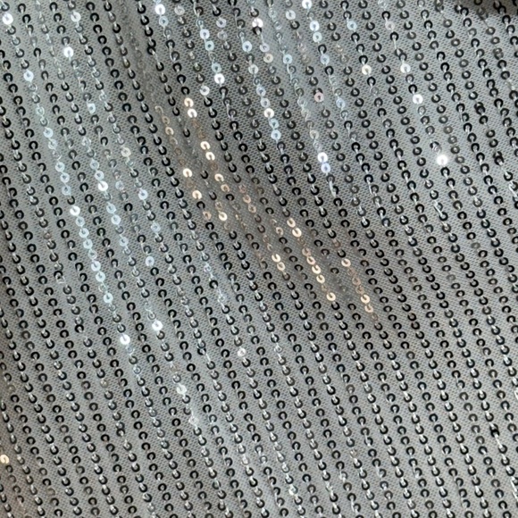 All Glitter and Glam Sexy White With Silver Sequins Mini Dress Long Sleeve XL - Picture 4 of 6